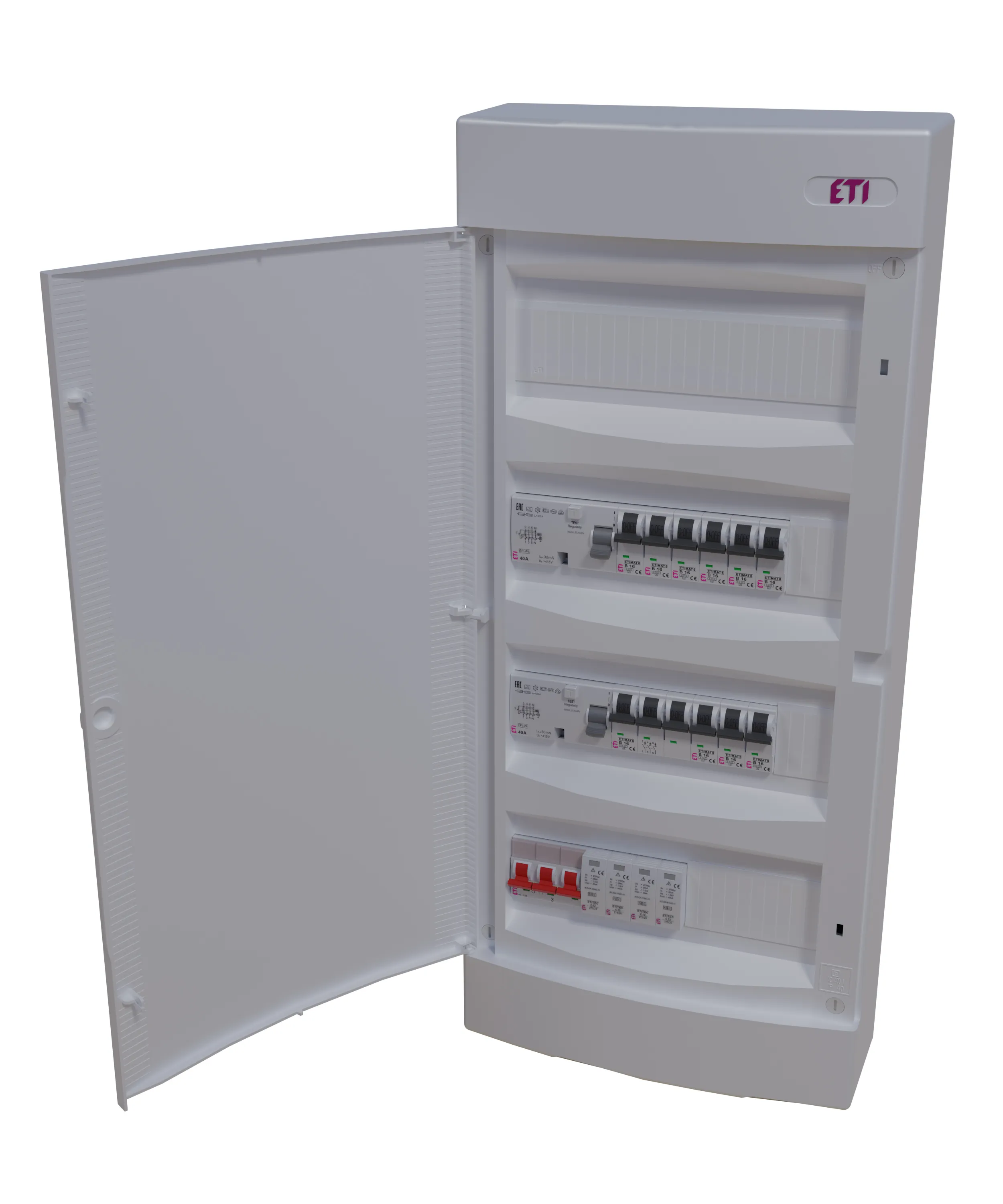 Assemblied distribution box AP4;L;S;2FI;1x3B16;13xB16 001105139