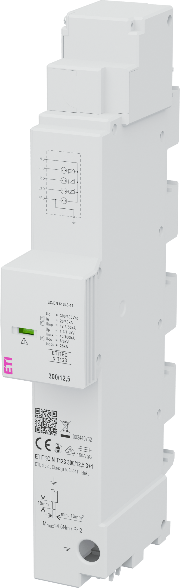 Surge arrester ETITEC N T123 300/12,5 3+1 002440762