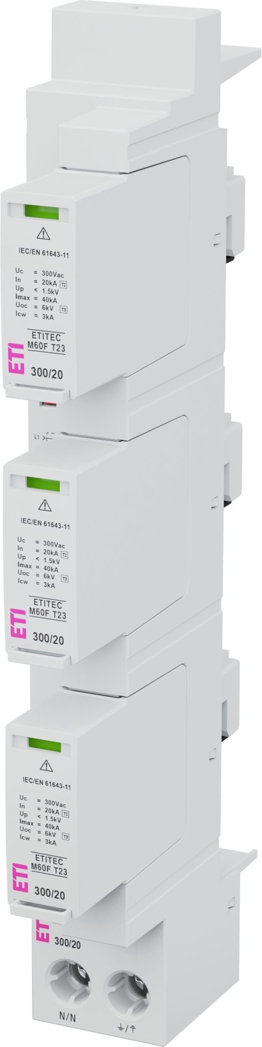 Surge arrester ETITEC M60F T23 300/20 3+1 002440860