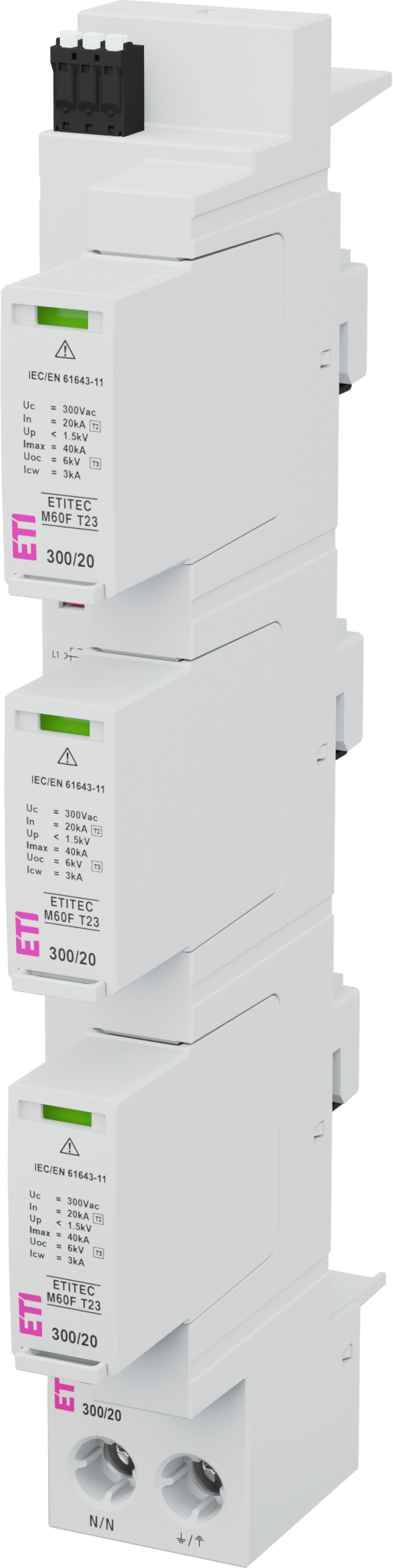 Surge arrester ETITEC M60F T23 300/20 3+1 RC 002440861