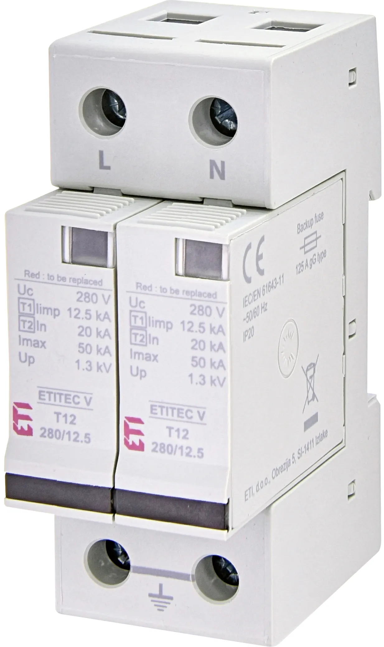 Surge arrester ETITEC V T12 440/12,5 2+0 002442904