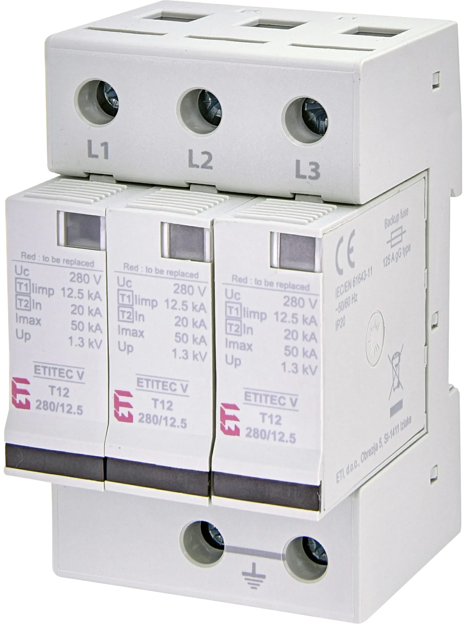 Surge arrester ETITEC V T12 280/12,5 3+0 002442905