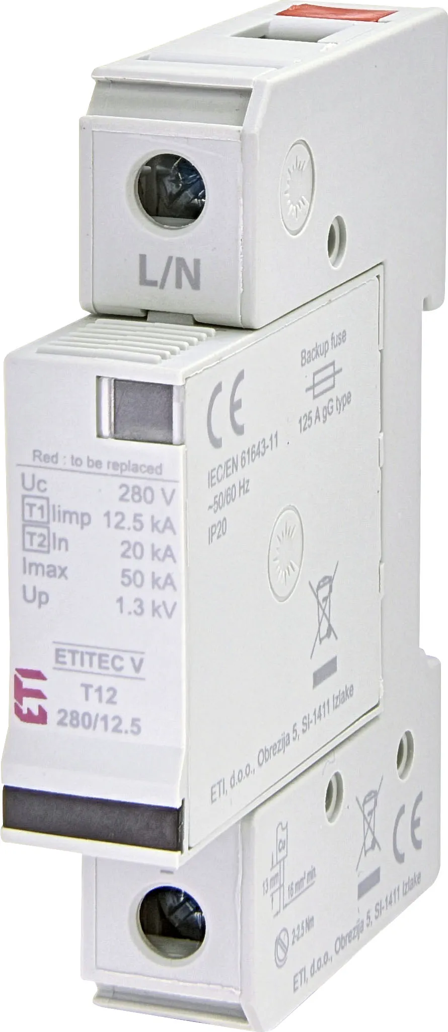 Surge arrester ETITEC V T12 280/12,5 1+0 RC 002442910