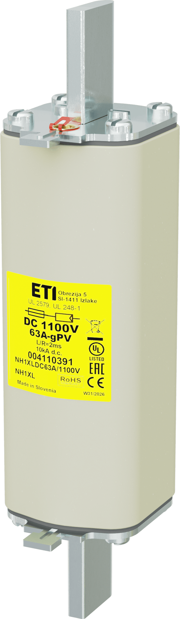 Fuse link NH1XL gPV 63A/1100V DC UL 004110391
