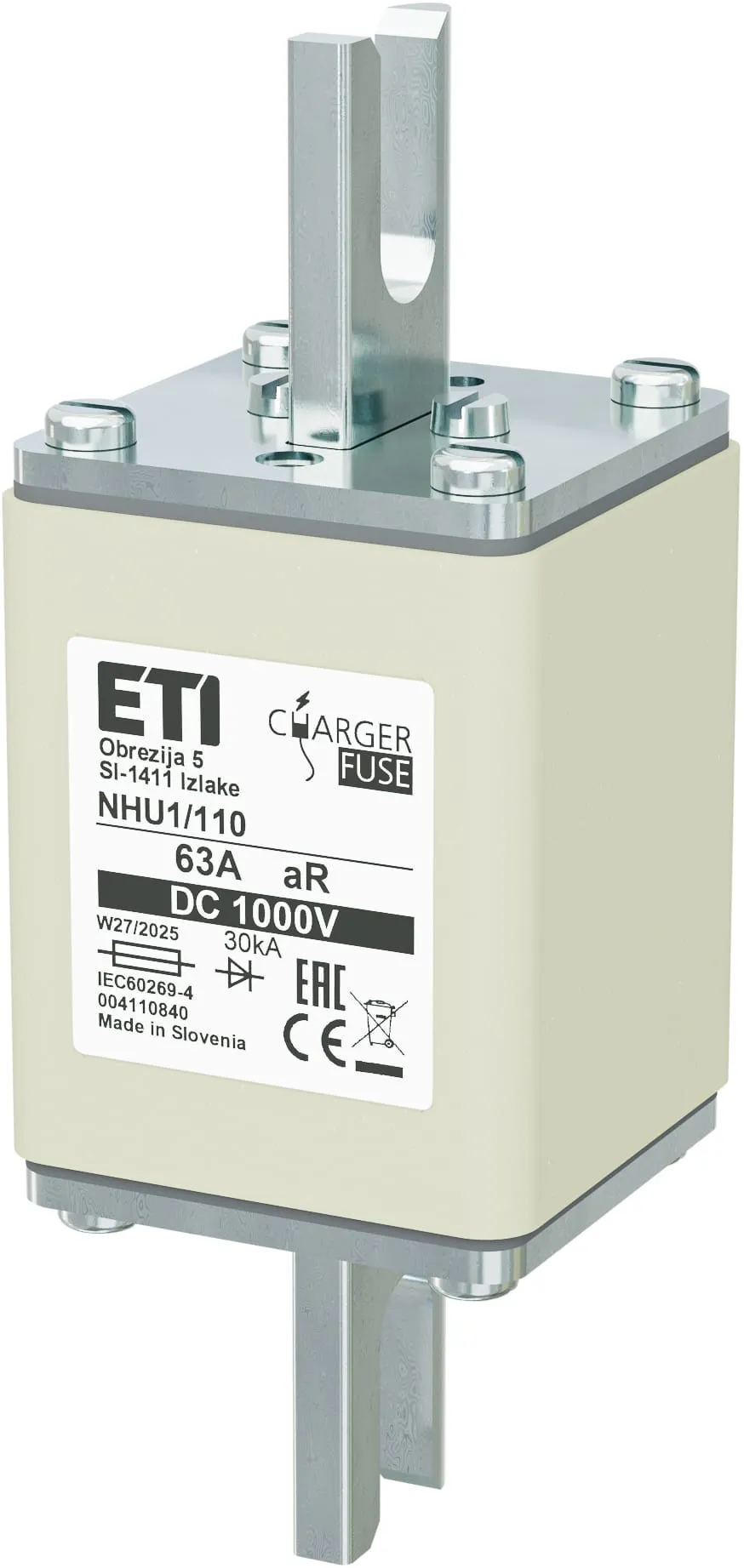 Fuse link NHU1/110 aR 63A/1000V DC 004110840