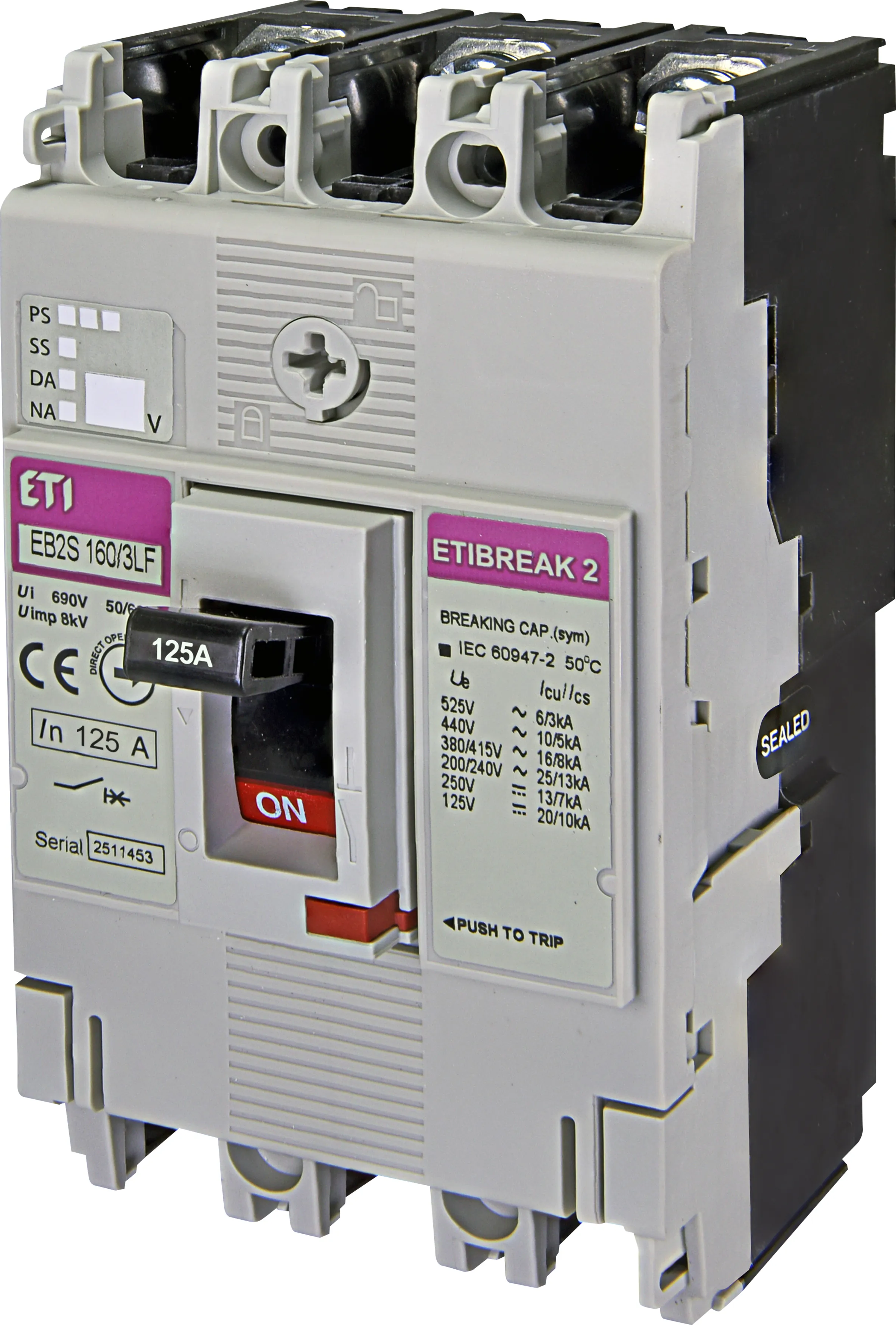 Molded Case Circuit Breaker EB2S 160/3LF 125A 3p 004671810