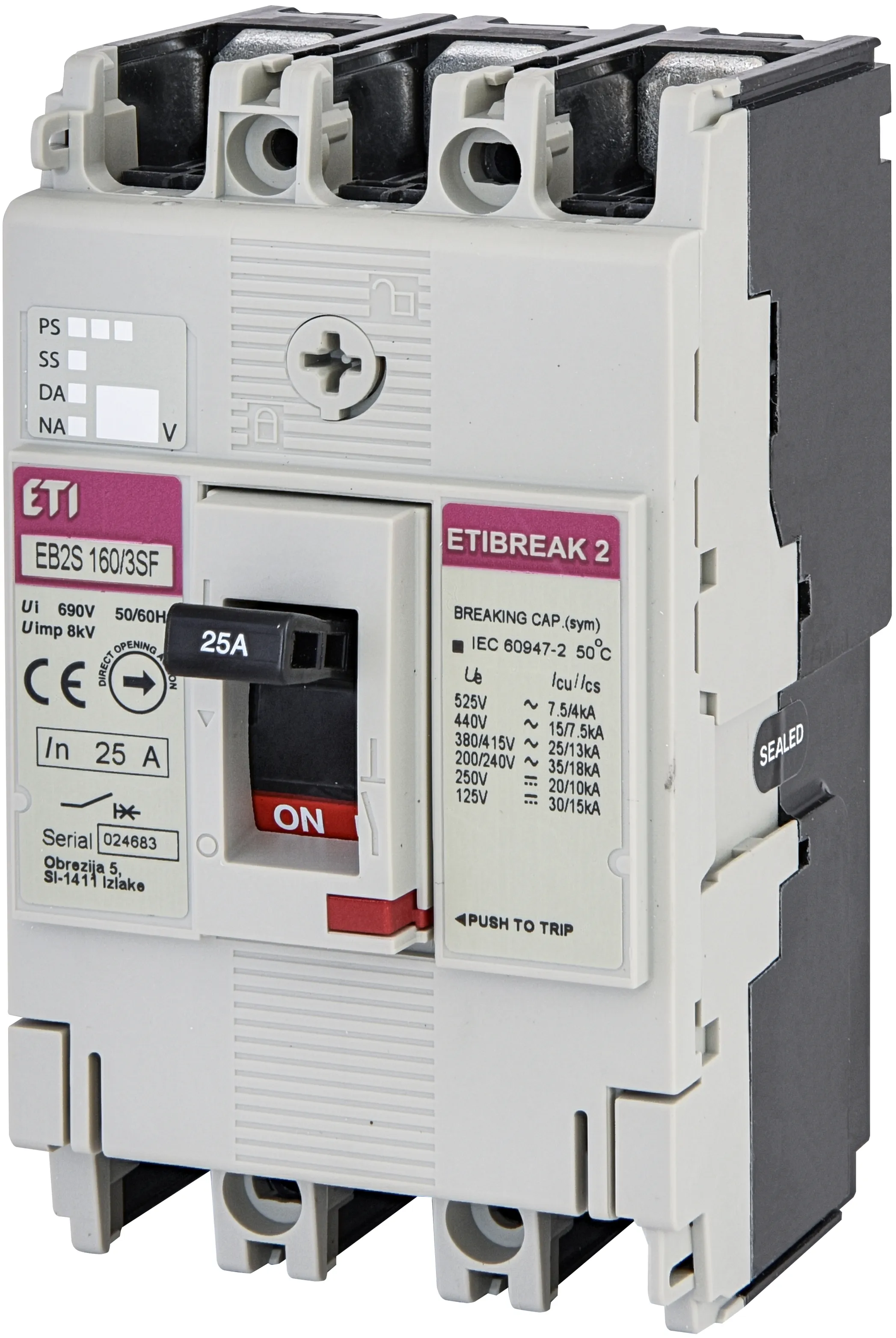 Molded Case Circuit Breaker EB2S 160/3SF 25A 3p 004671829