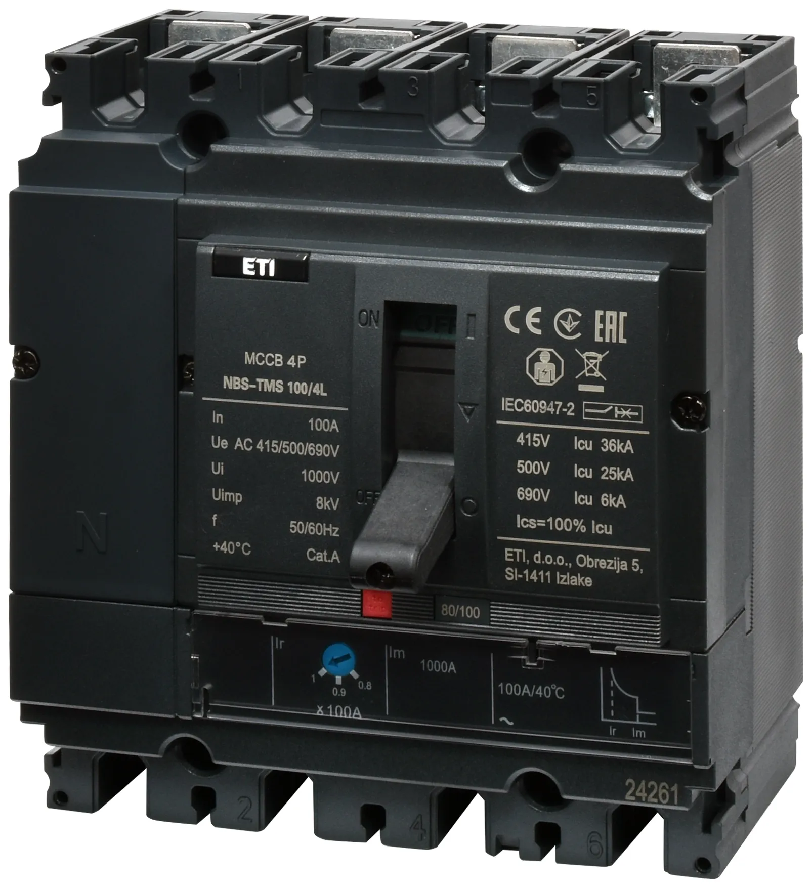 Molded Case Circuit Breaker NBS-TMS 100/4S  63A 4P 004673035